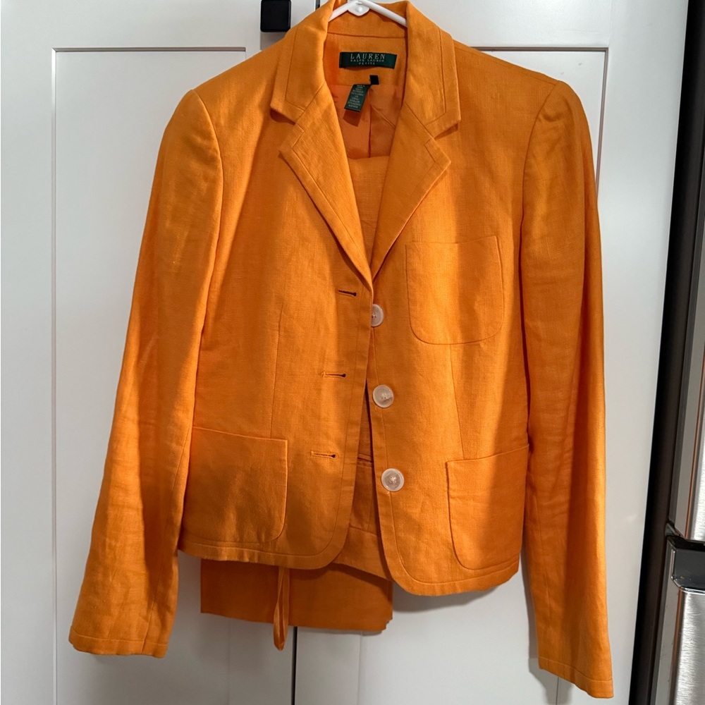 Lauren by Ralph Lauren Orange Linen Women's Pants & Blazer Suit